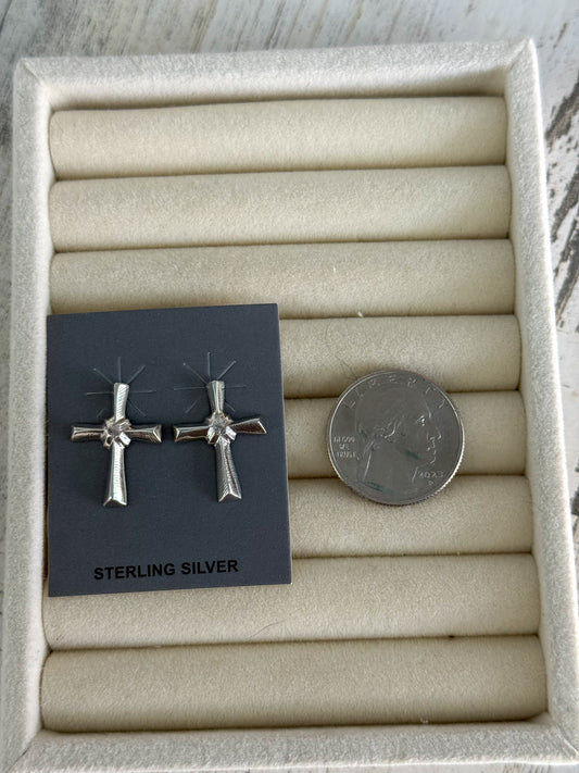 Native American Sterling Cross Earrings
