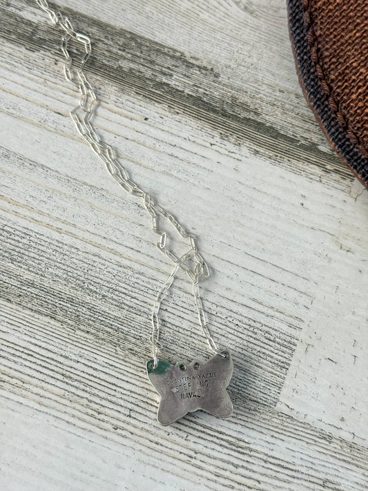 Native American Butterfly Turquoise Necklace 16"