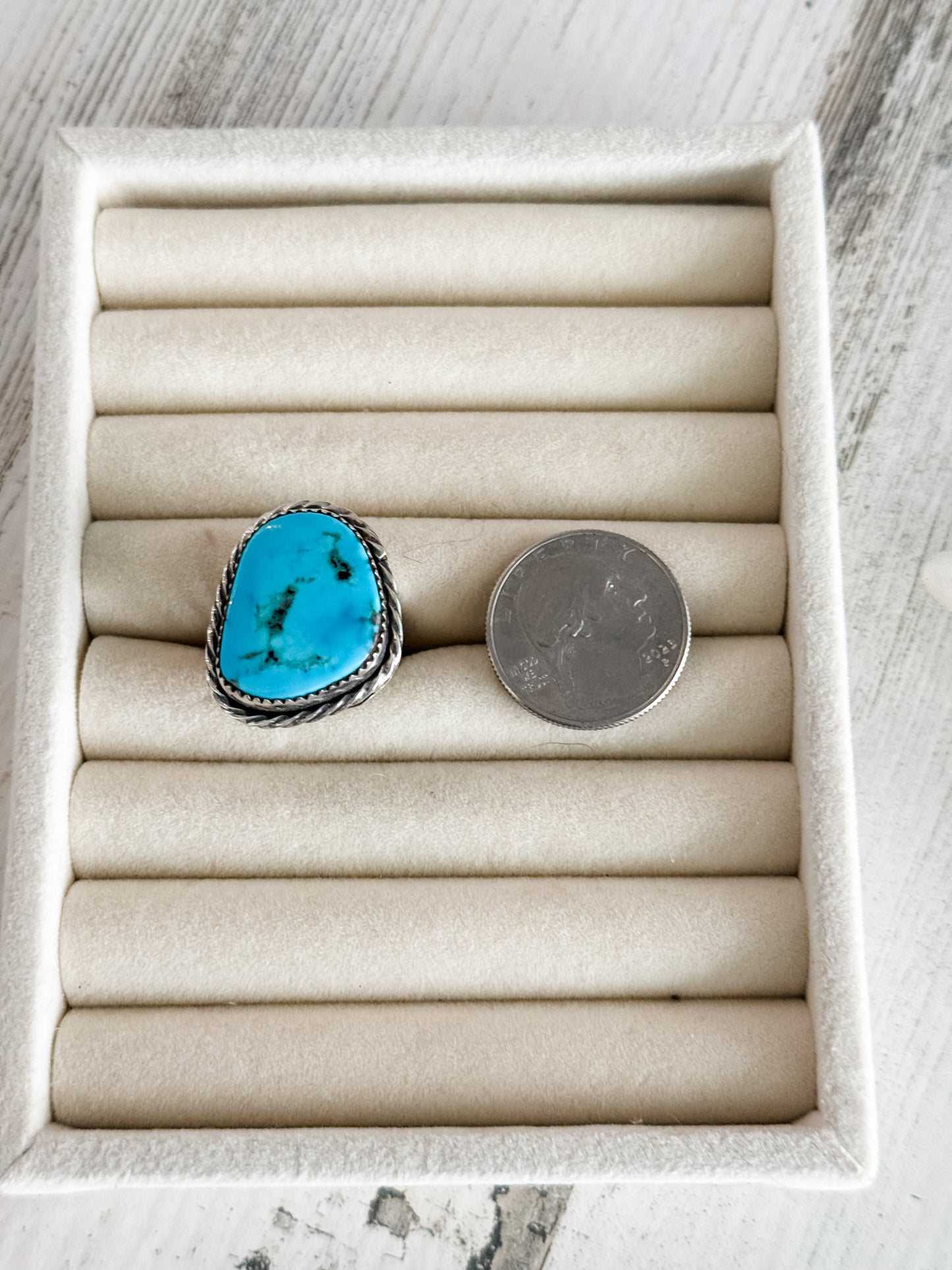 Native American Kingman Turquoise Ring 7.5
