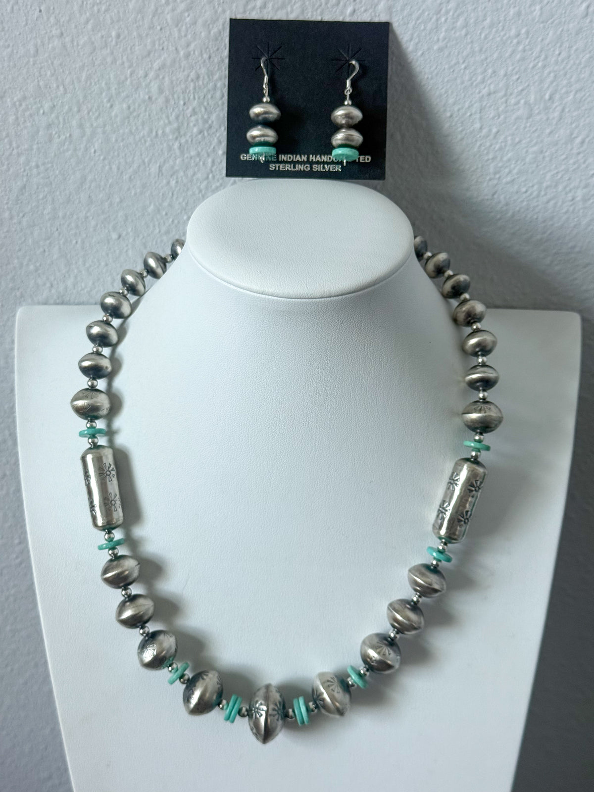 Native American Navajo Pearls 20" & Turquoise Set
