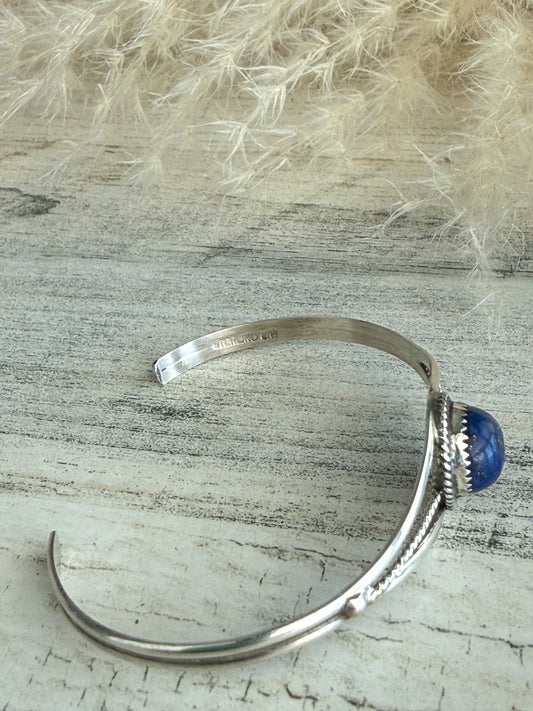 Native American Sterling Lapis Cuff 6.25"