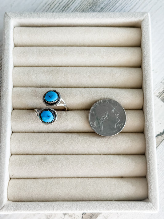 Native American 2 Kingman Stone Adjustable Ring 7
