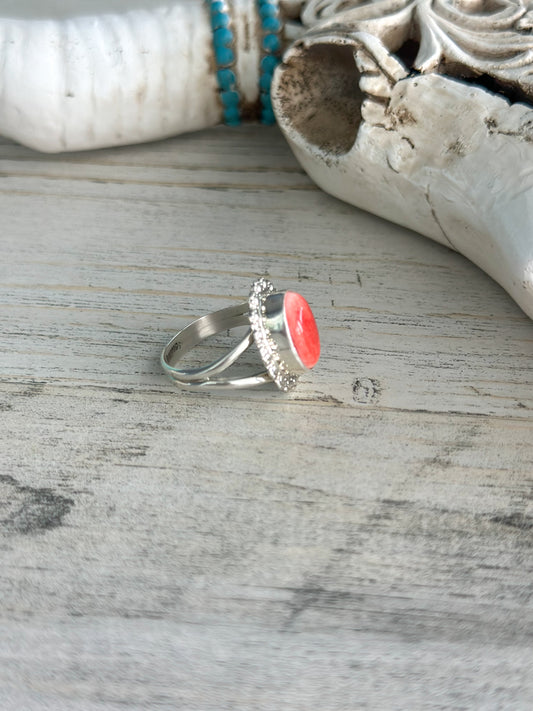 Native Made Red Spiny Ring Size 9