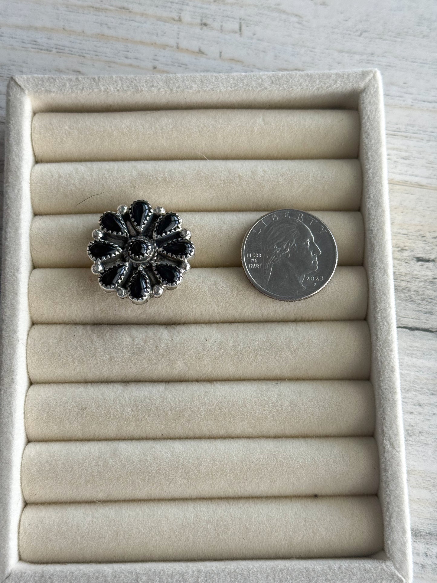 Native American Black Onyx Adjustable Ring