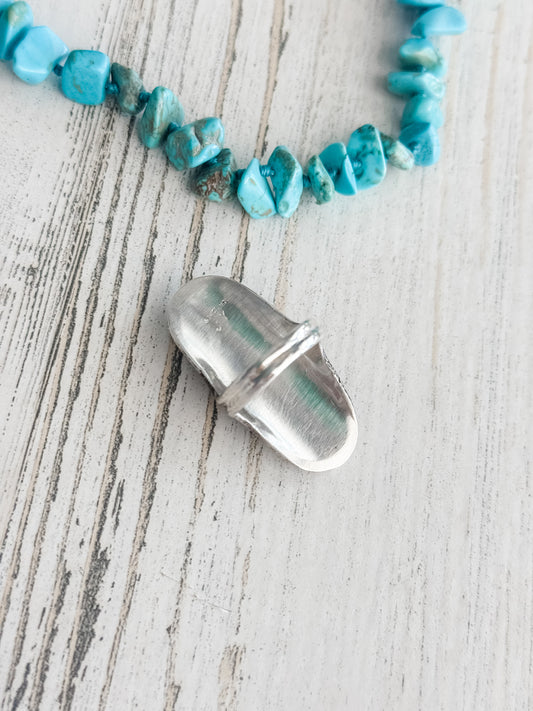 Native American Saddle Coral & Turquoise Buffalo Ring 8