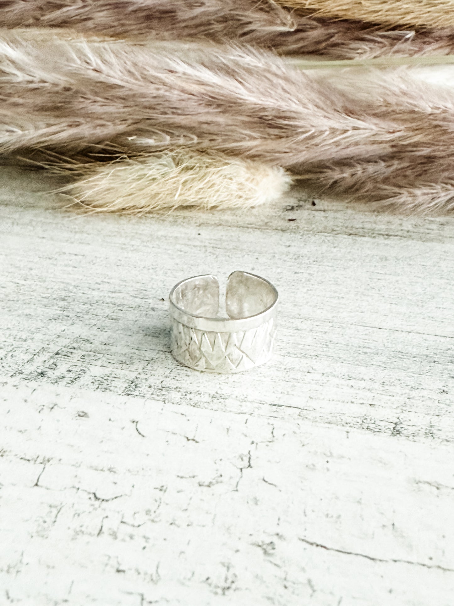 Native American Sterling Stamped Adjustable Toe/Pinky Tip Ring