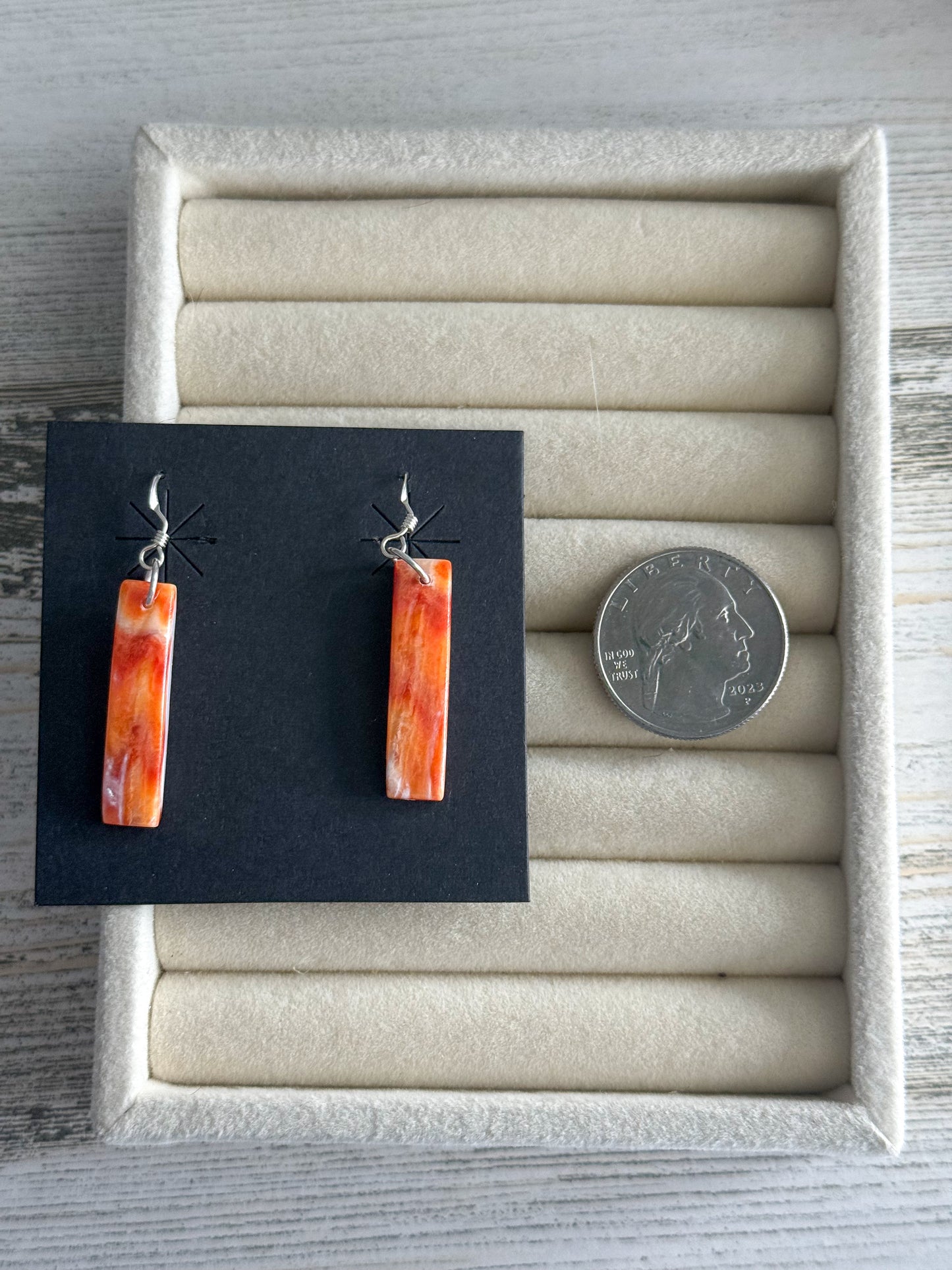 Native American Orange Spiny Dangle Earrings