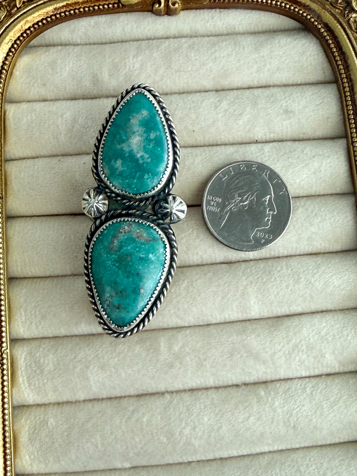 Native American 2 Sonoran Blue Stone Adjustable Ring
