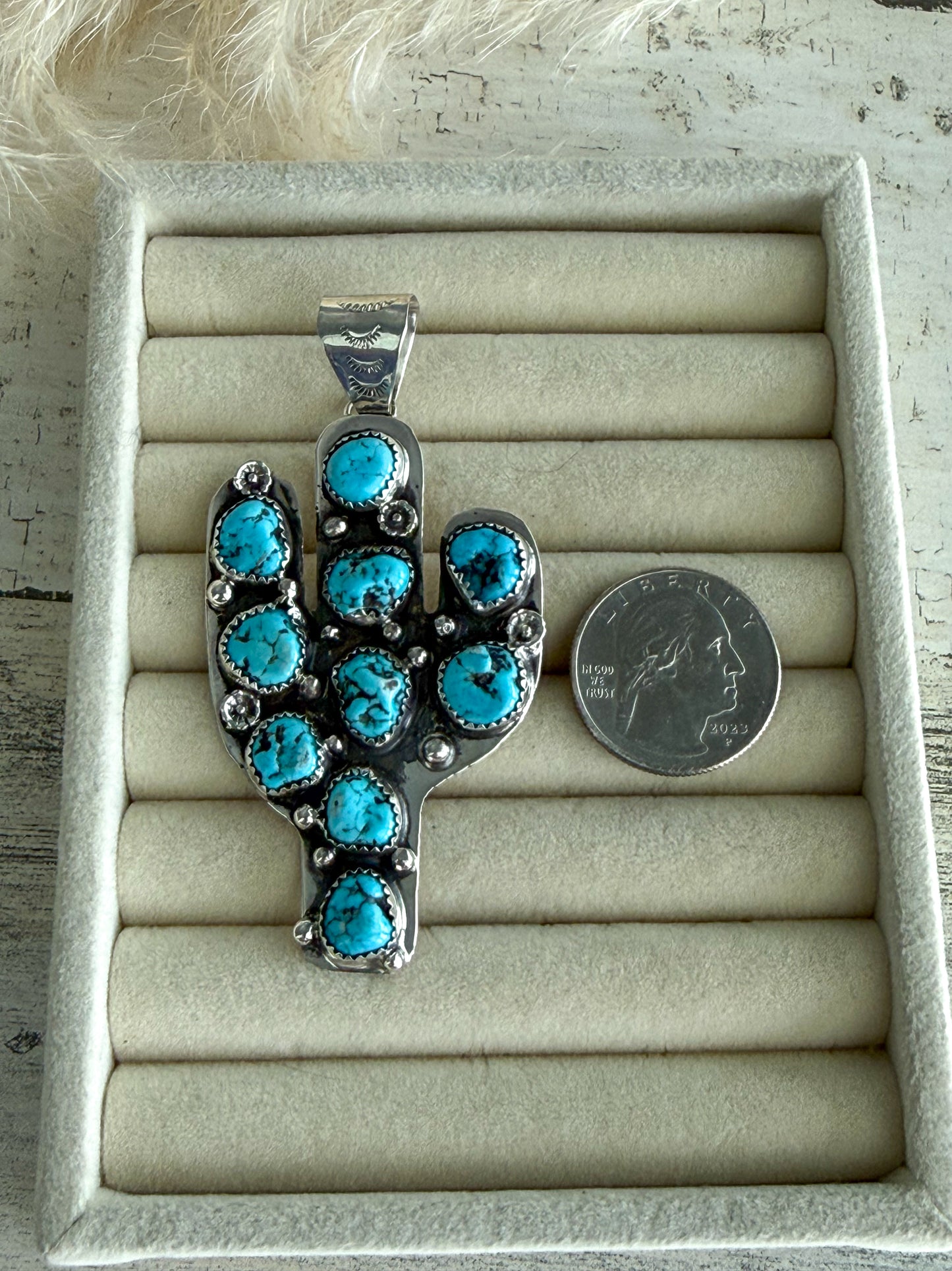 Native American Turquoise Cactus Pendant