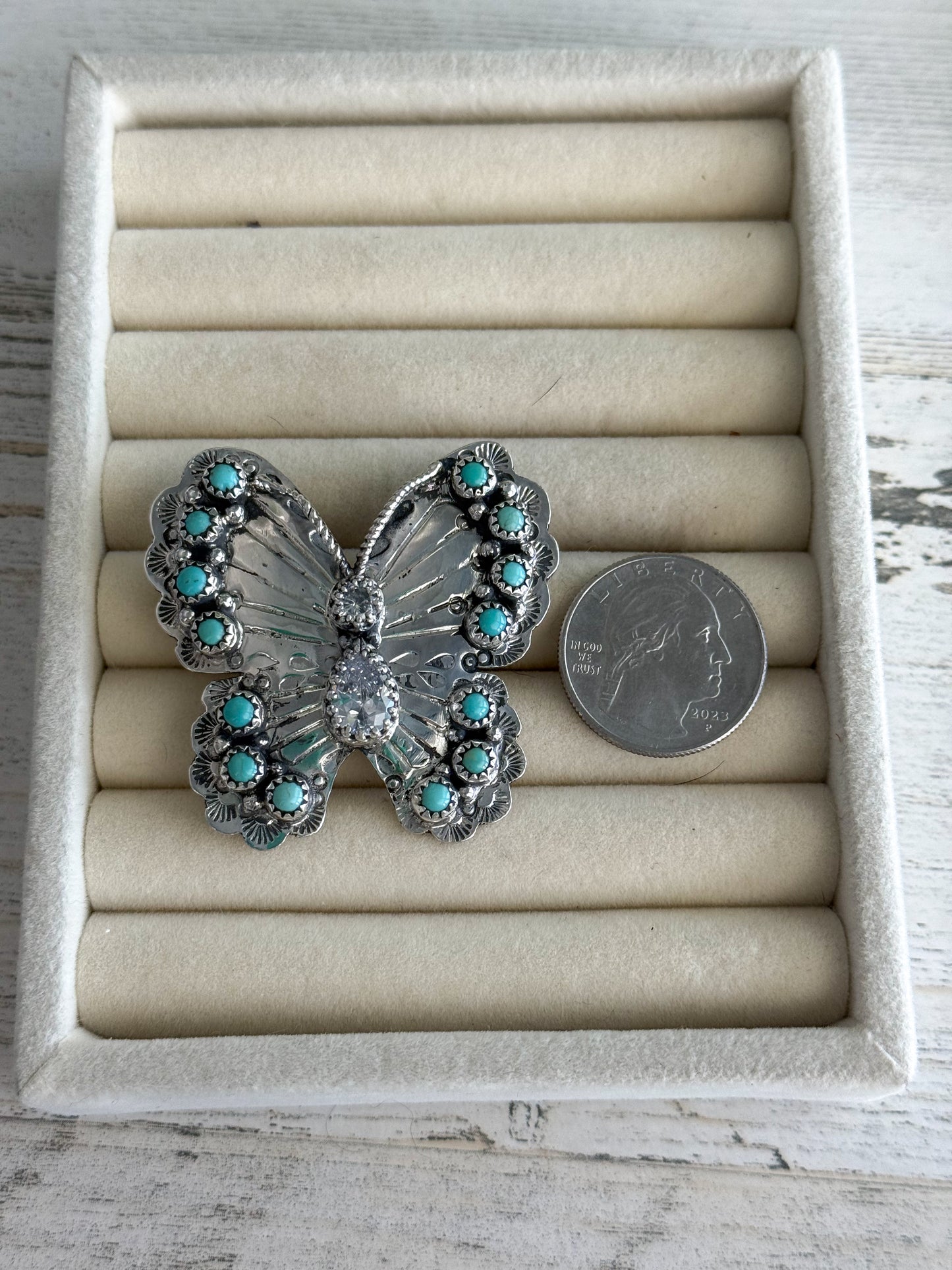 Native American Turquoise Butterfly Adjustable Ring