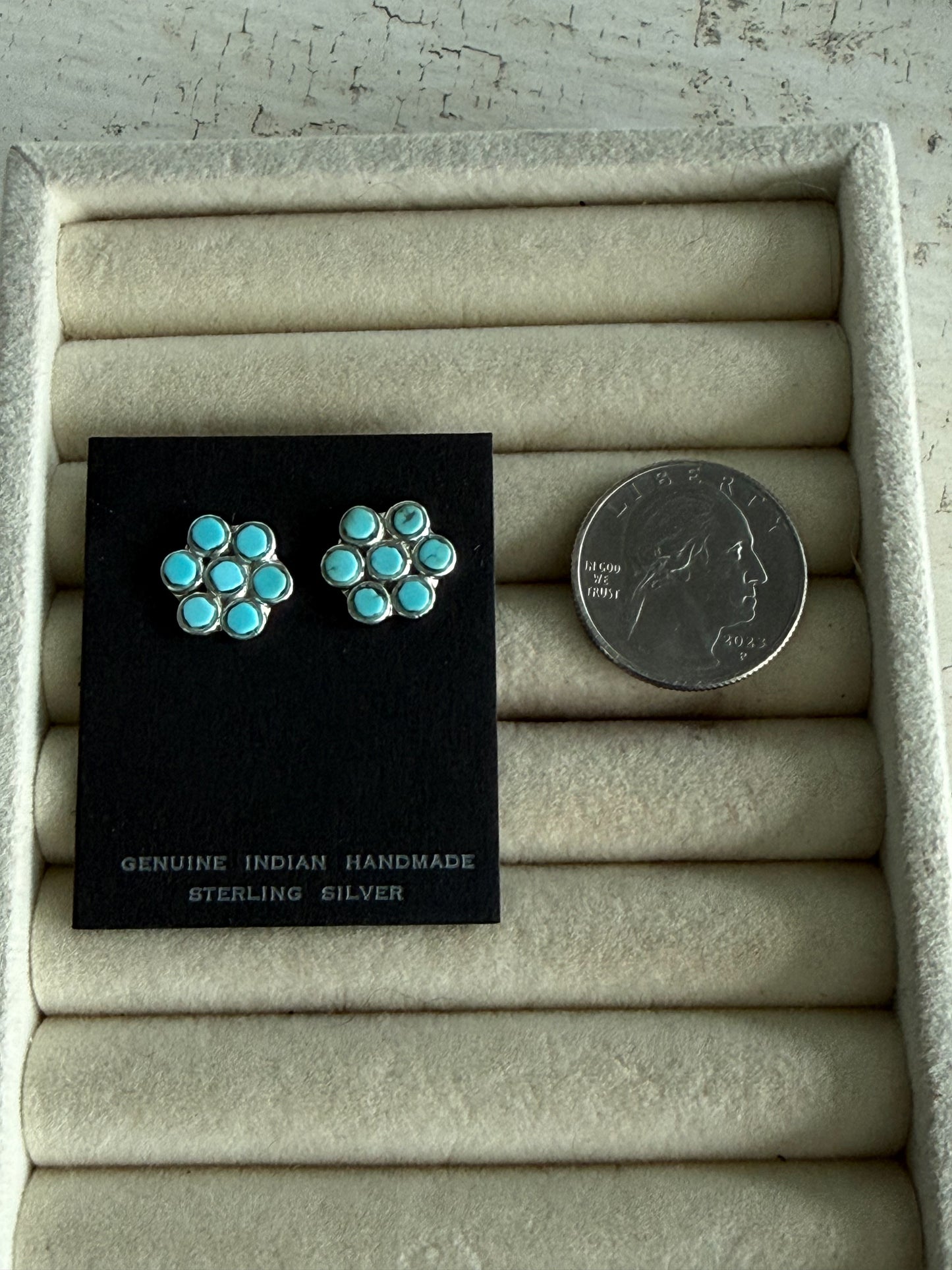 Native American Turquoise Cluster Earrings
