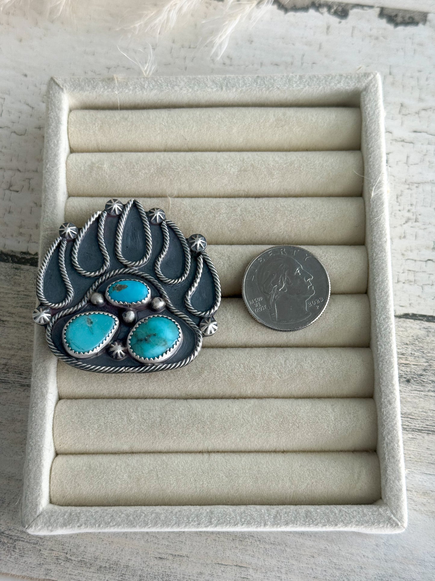 Native American Bear Paw Turquoise Ring 8