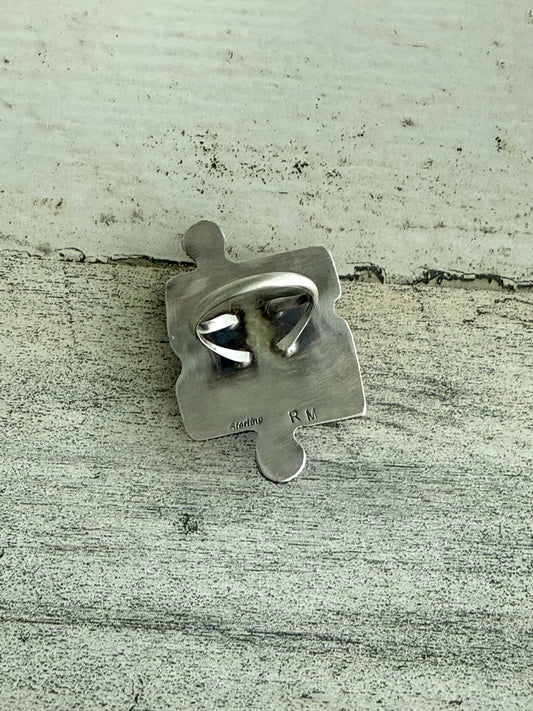 Native American Puzzle Piece Turquoise Ring 8