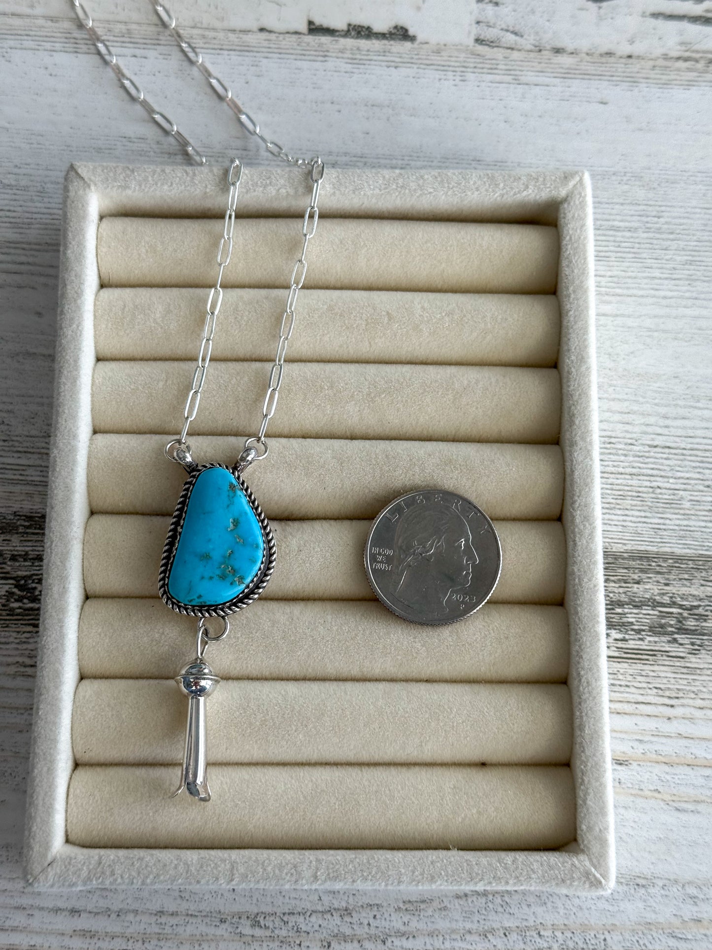 Native American Turquoise Blossom Necklace 20"