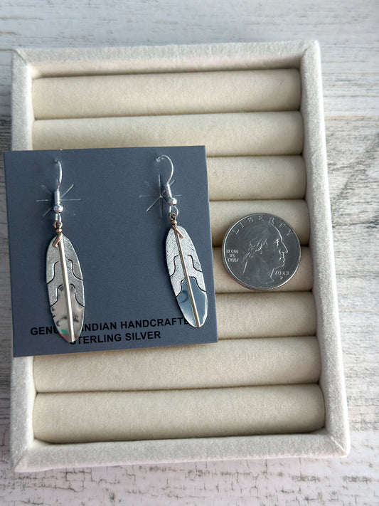 Native Made Silver & 14K Gold Leaf Earrings