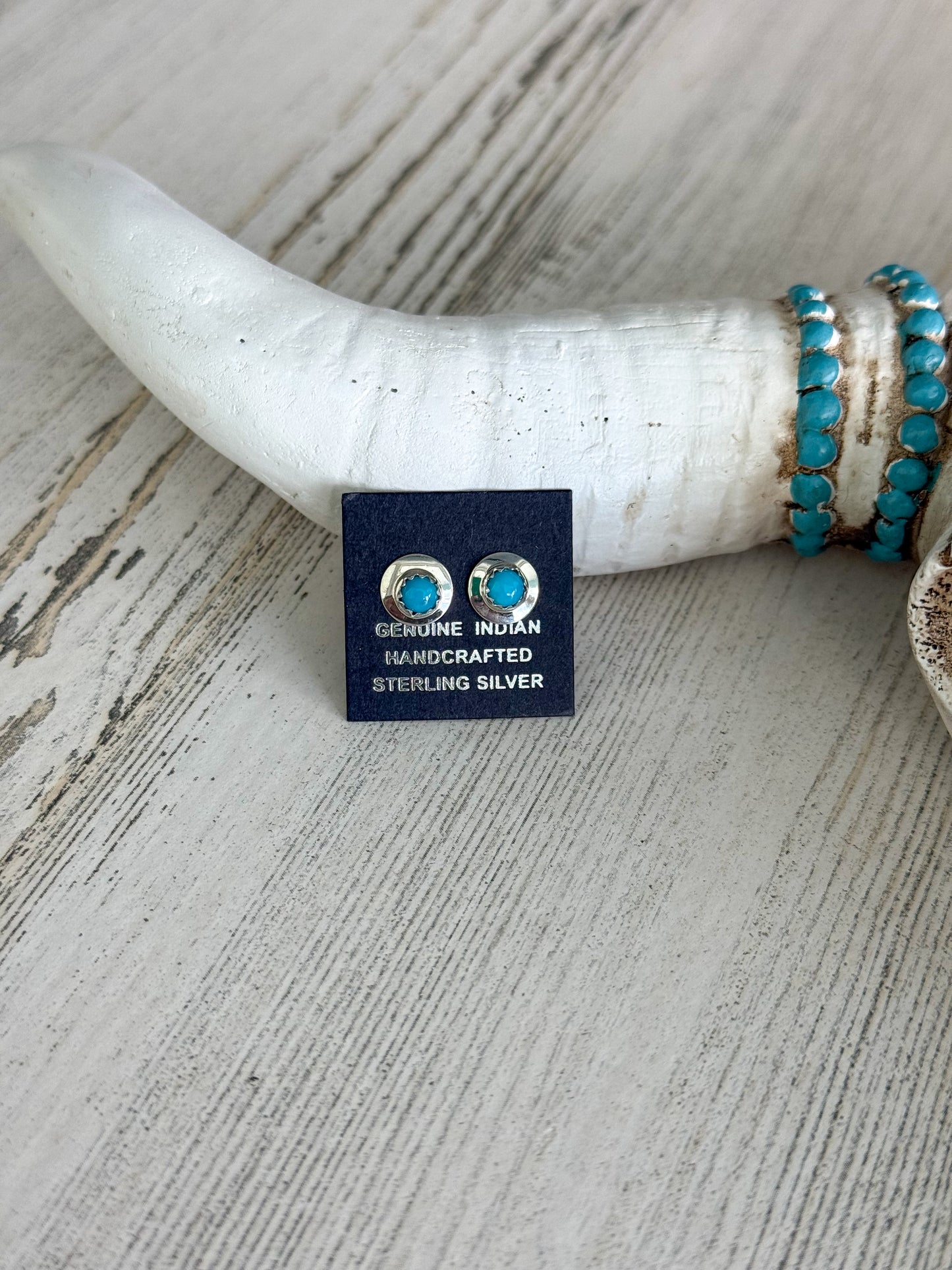 Native American Mini Turquoise Disk Studs