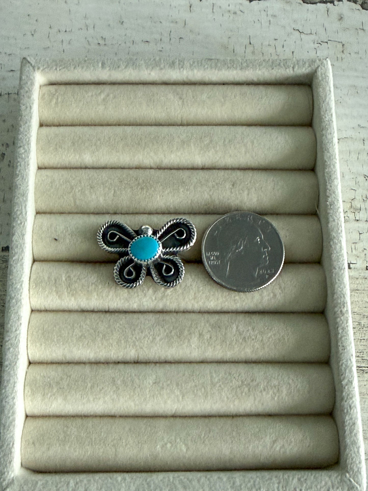 Native American Butterfly Turquoise Ring 8