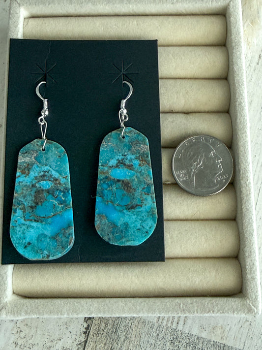 Native American Turquoise Slab Earrings