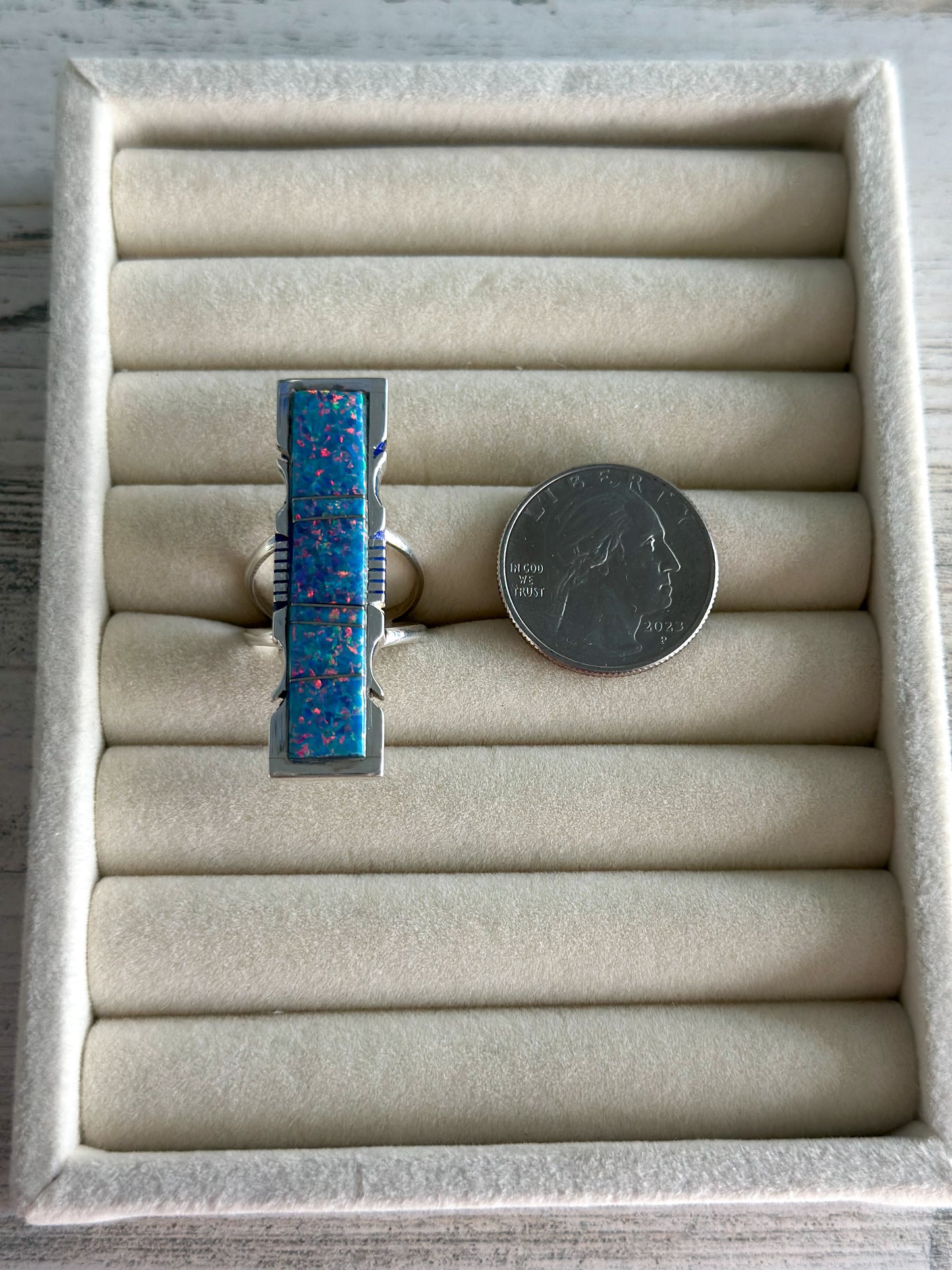 Native Made Cotton Candy Blue Ring 8