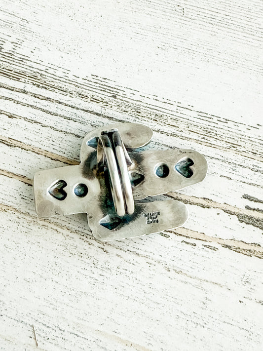 Native American Cactus & Turquoise Ring Adjustable