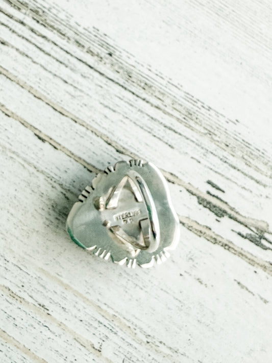 Native American Orange Spiny Heart Ring 7