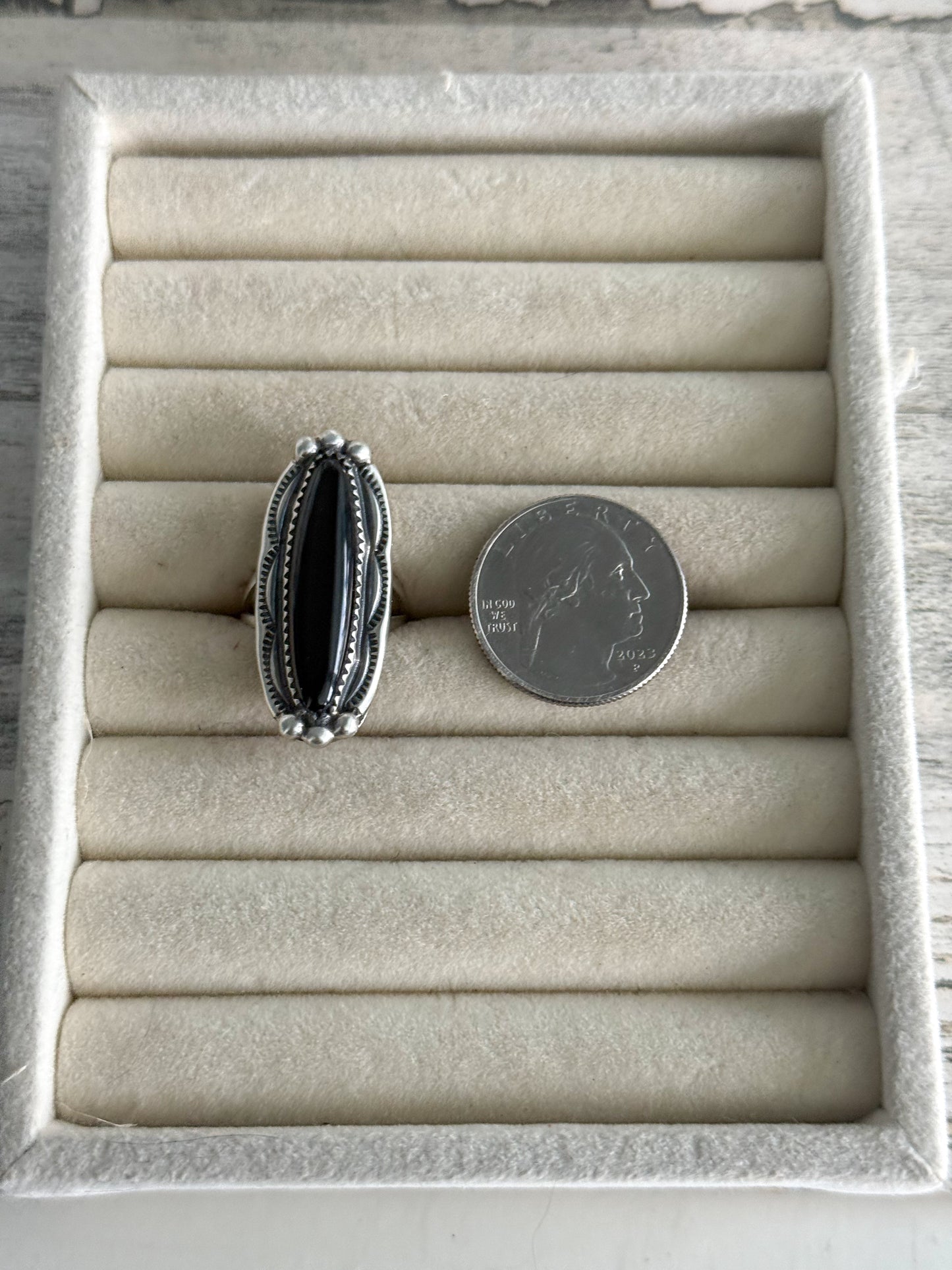Native American Black Onyx Ring 7