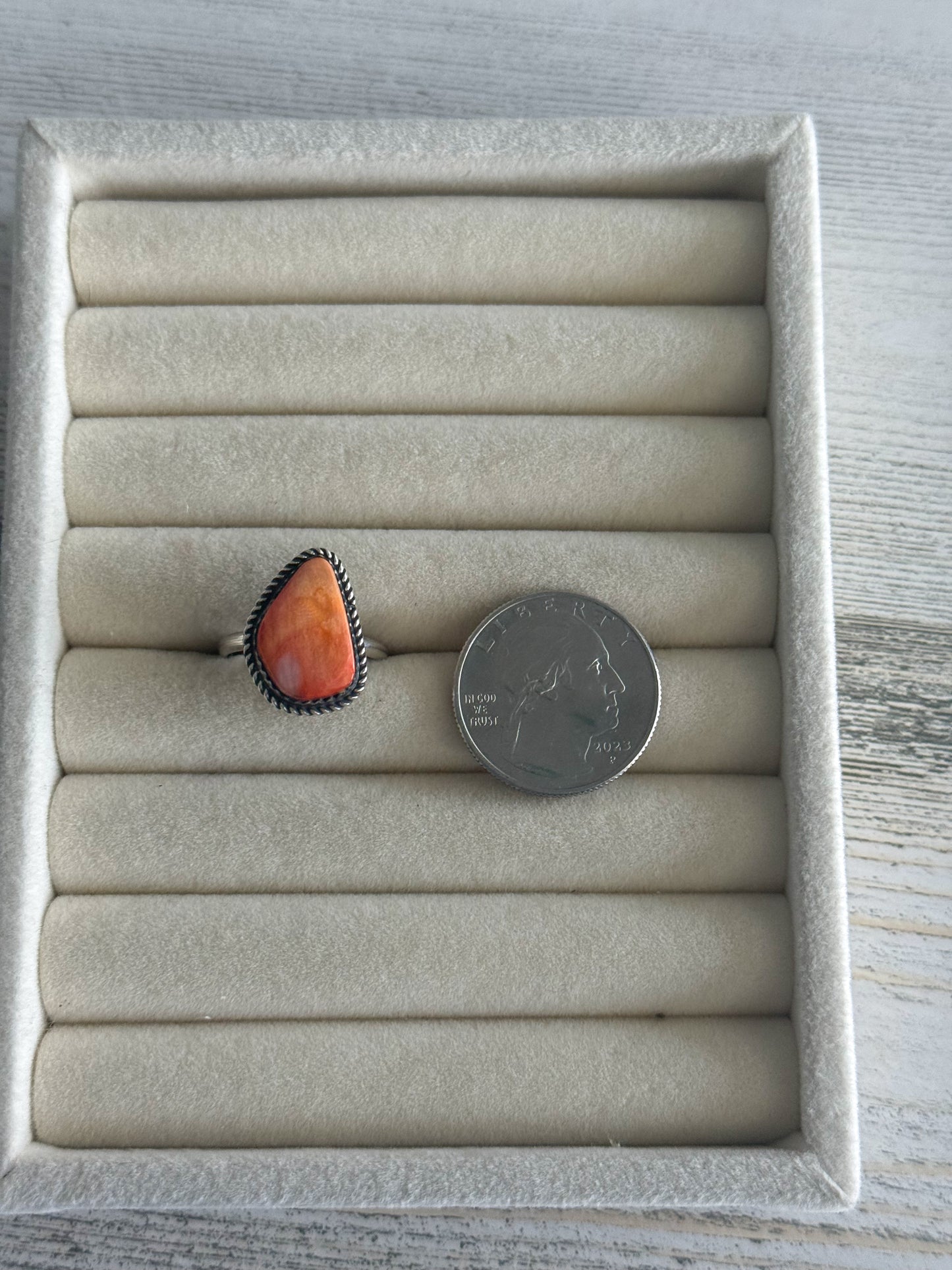 Native American Orange Spiny Ring 8