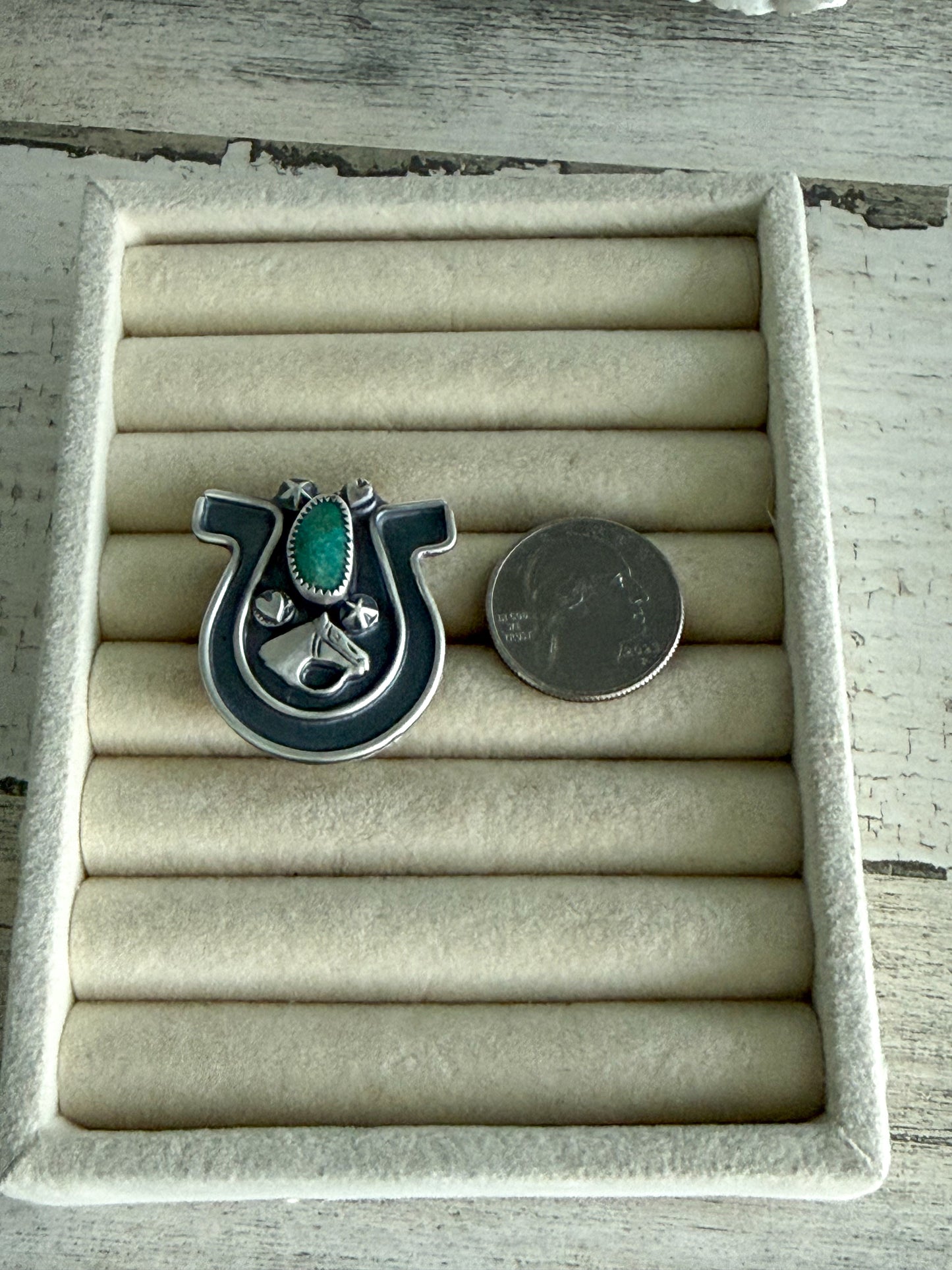 Native American Turquoise Horseshoe Ring 10