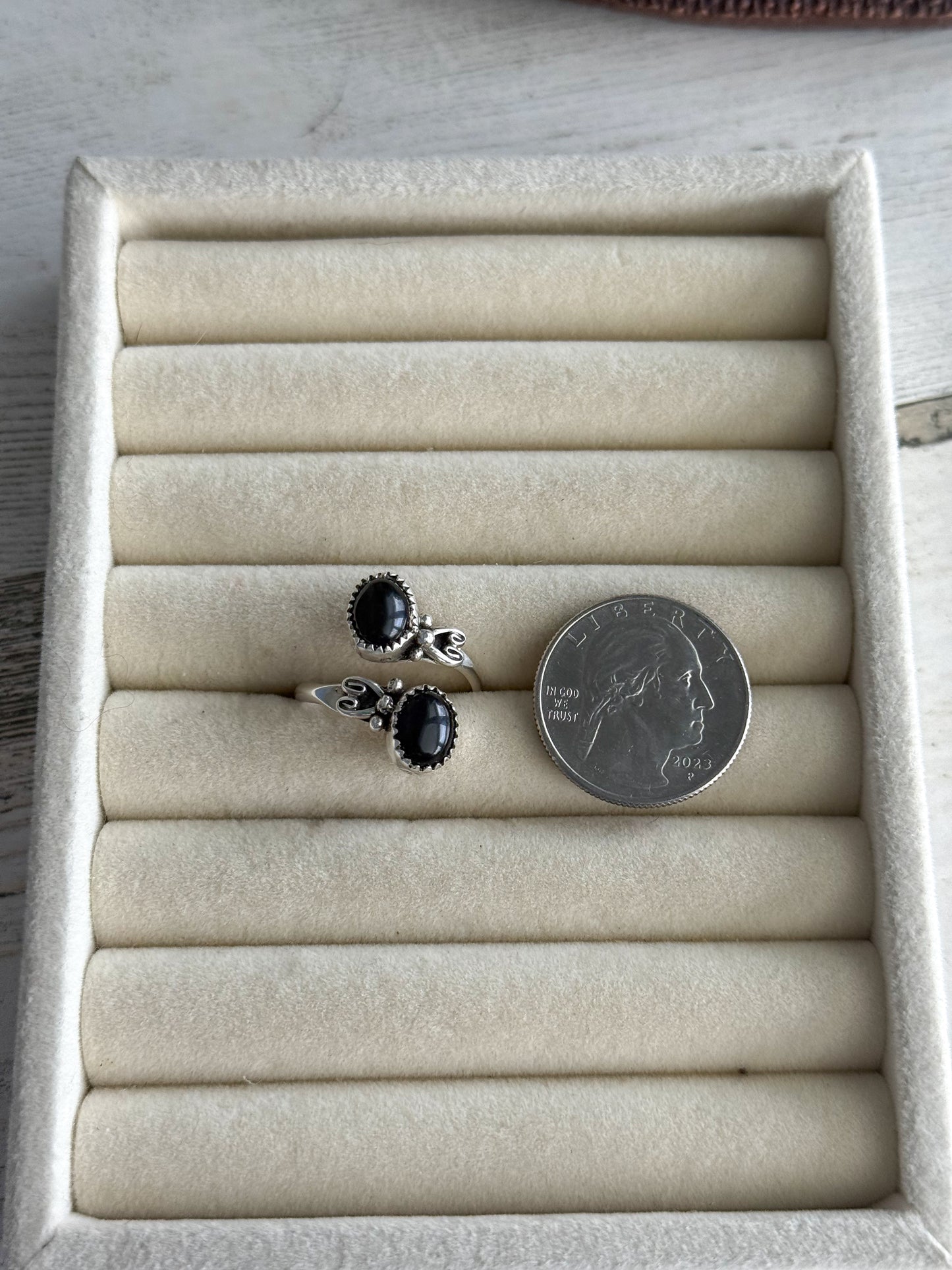 Native American Black Onyx Adjustable 9 Ring