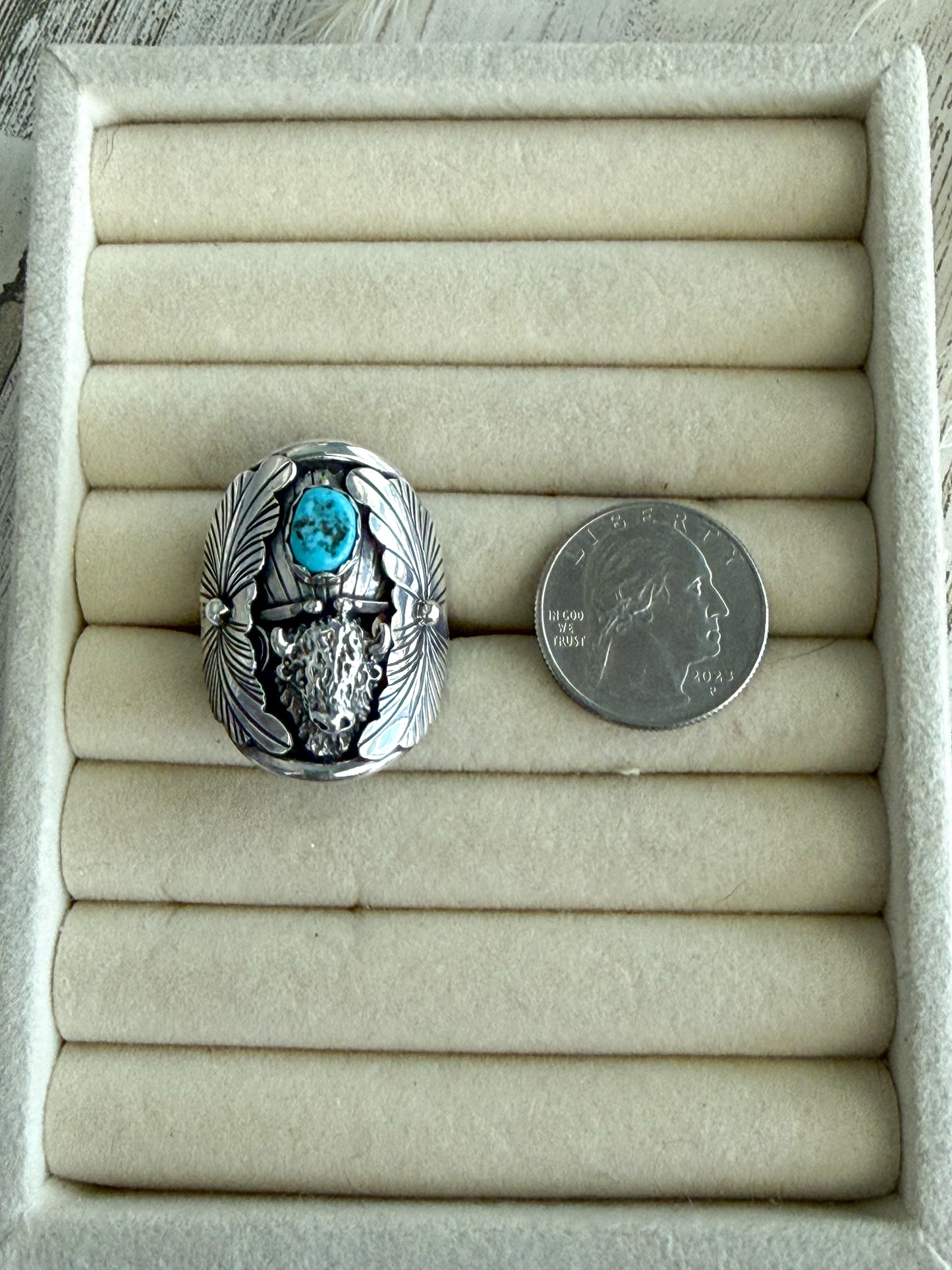 Native American Buffalo Sleeping Beauty Ring 13