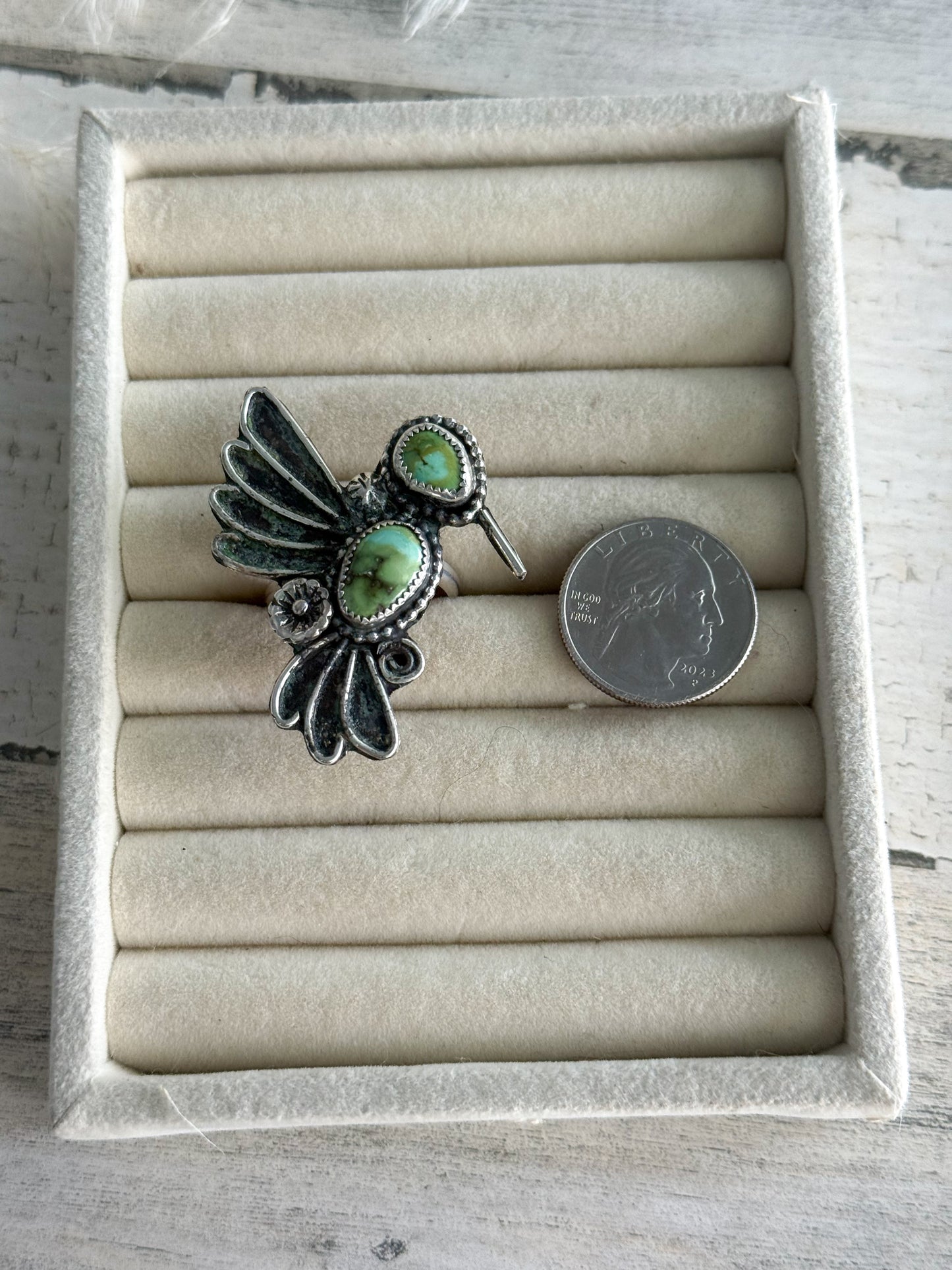 Native American Sonoran Gold Hummingbird Adjustable Ring