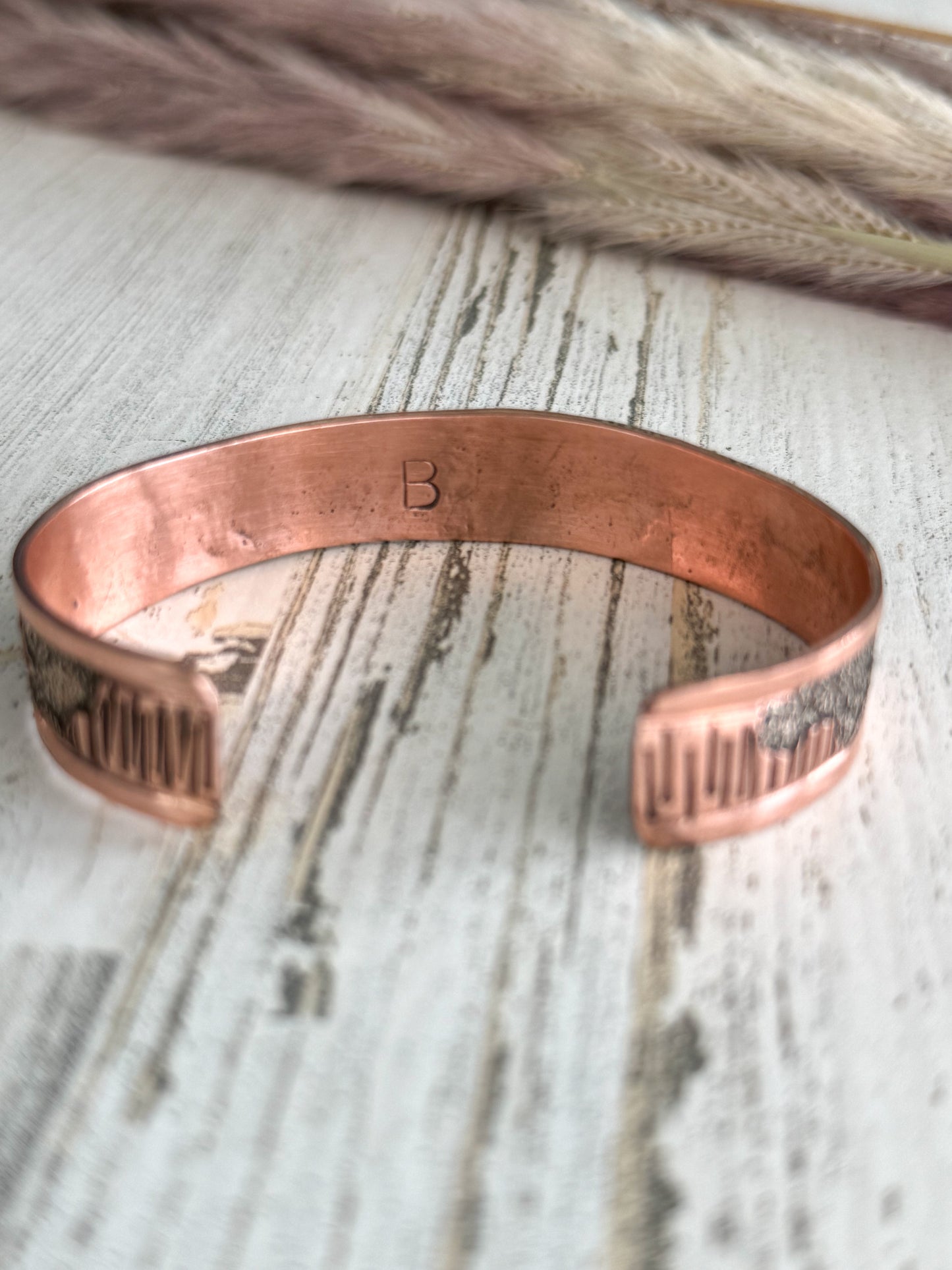 Native American Copper Storyteller Cuff 6.75”