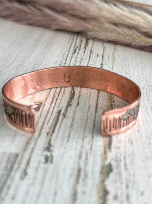 Native American Copper Storyteller Cuff 6.75”