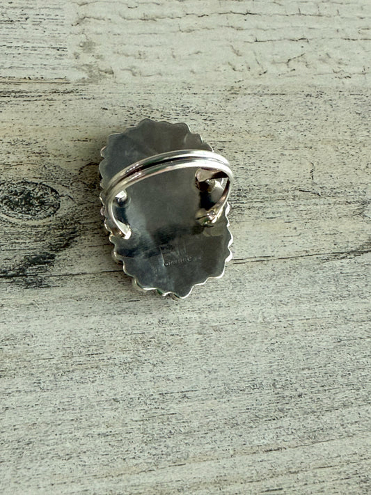Native American White Buffalo Cluster Ring 9.5