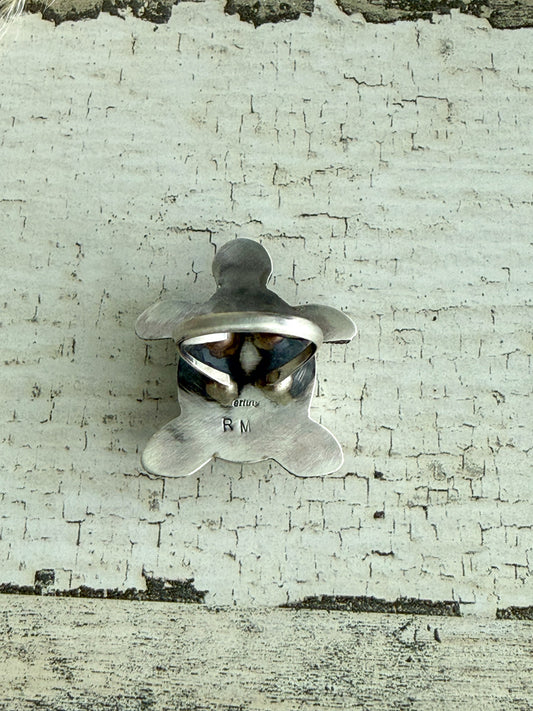 Native American Peacock Dahlia Turtle Ring 8