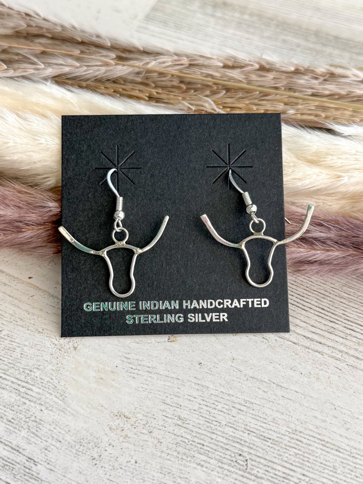Native American Sterling Longhorn Earrings
