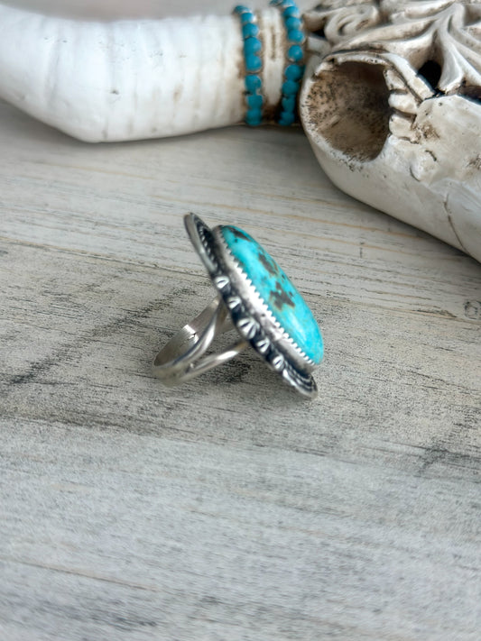 Native Made Light Blue Sonoran Gold Ring Size 8.75