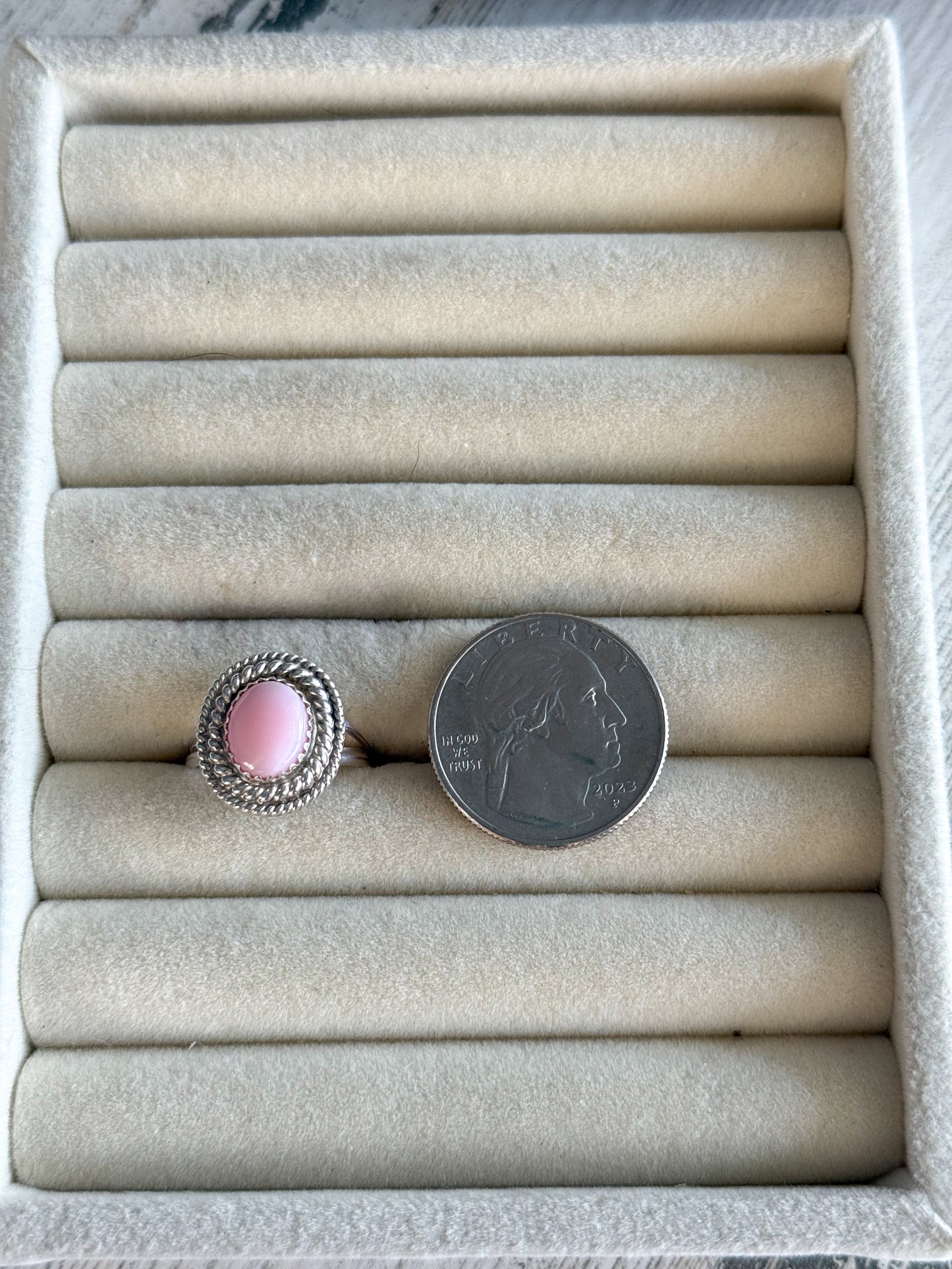 Native American Pink Conch Ring 7