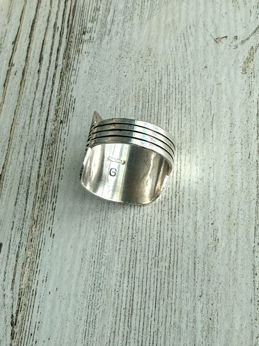 Native American Black Onyx Cigar Band Ring 13