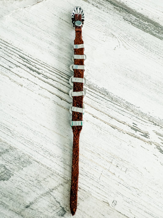 Native American Turquoise & Leather Bracelet