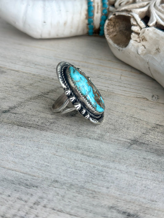 Native Made Blue/Brown Sonoran Gold Ring Size 8.75