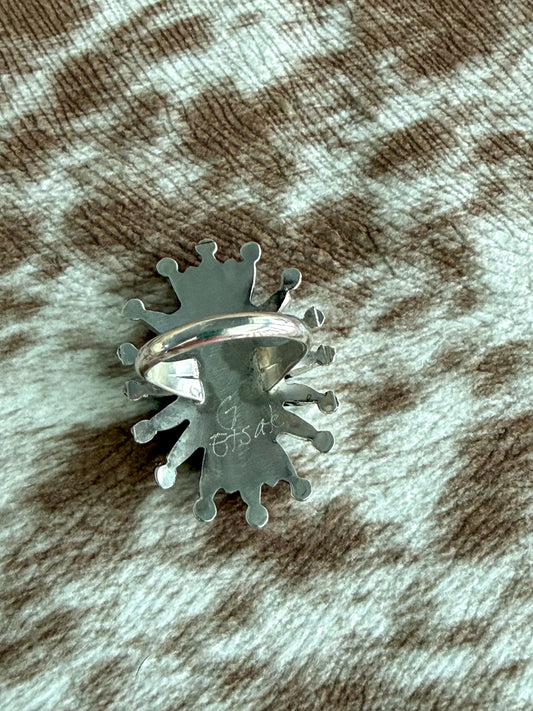 Native American Turquoise Cluster Ring 7.5