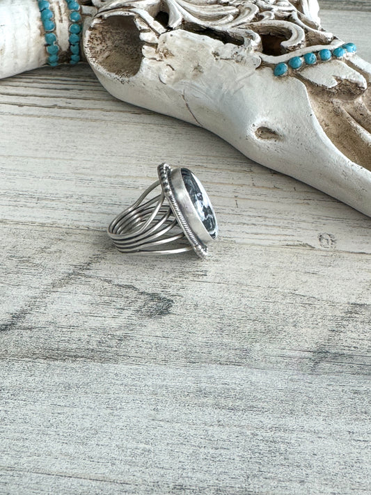Native Made White Buffalo Ring Size 7.5