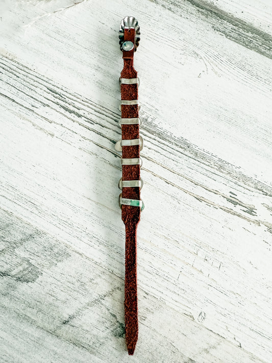 Native American Turquoise & Leather Bracelet