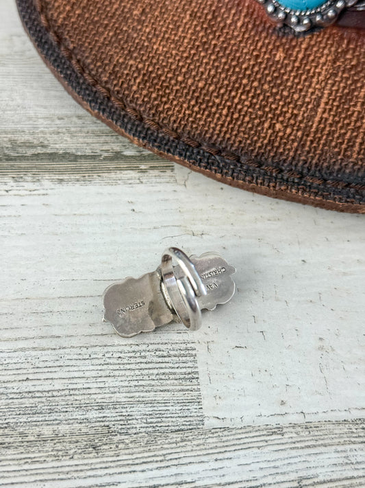Native American 2 Kingman Stone Turquoise Adjustable Ring