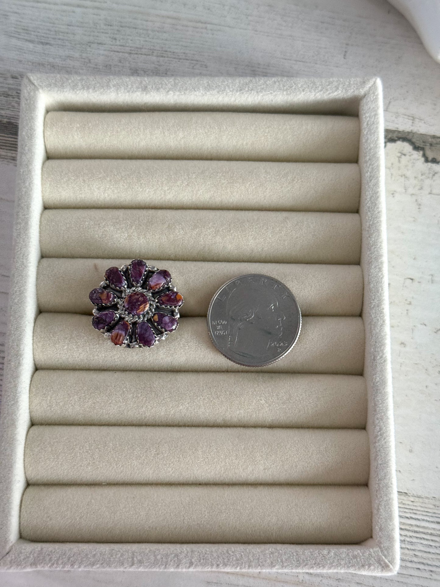 Native Made Purple Spiny Cluster Ring 8