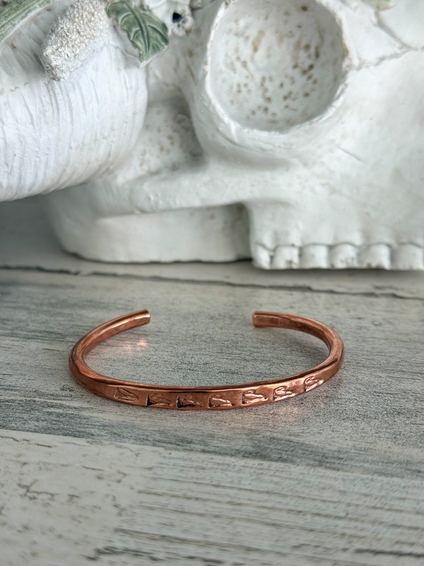 Native American Copper Stamped Cuff 6.75”