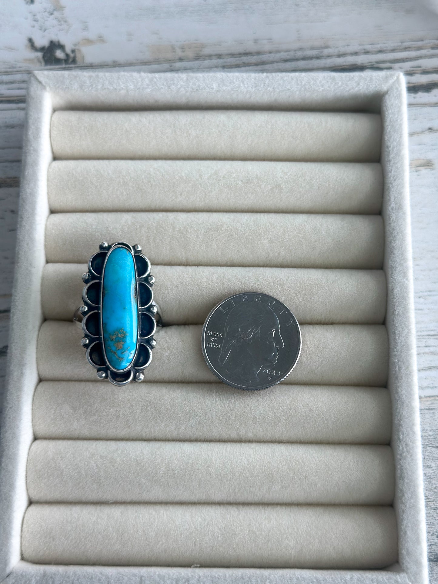 Native Made Blue Emerald Valley Turquoise Ring 9.5