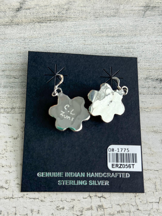 Native American Made Turquoise Flower Earrings