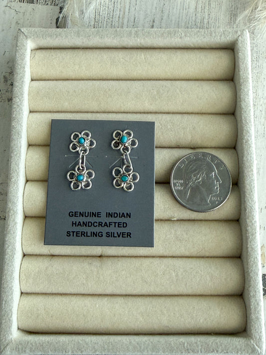Native American Flower Turquoise Earrings
